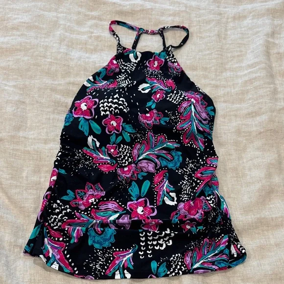Anne Cole Floral Halter Swim Top -M - Picture 1 of 5